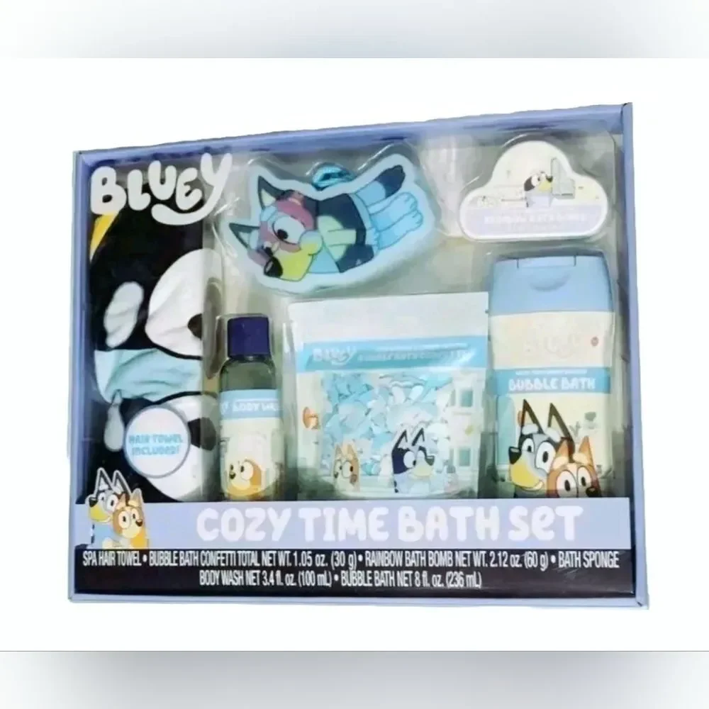 Bluey Cozy Bath Set 6-piece NEW Sealed Bubble Bath Body Wash Bath Bomb Spa Towel